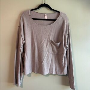 Daily Practice Gray Waffle Knit Long Sleeve - Anthropologie